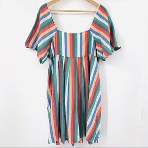 MADEWELL XL rainbow striped flutter sleeve dress C